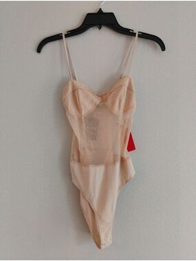 Forever 21 S,M,& L Sheer Light Pink Nude Bodysuit with Adjustable Straps